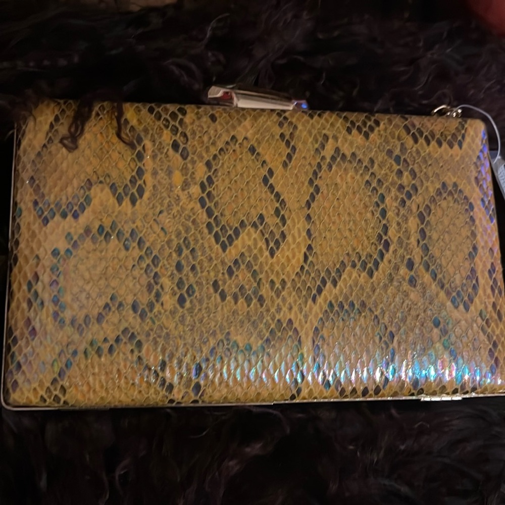 Swanky clutch snakeskin yellow NWT